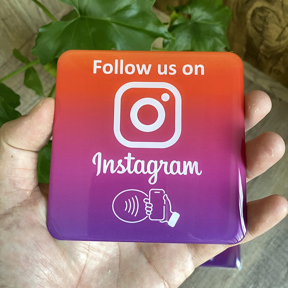 3,93 "X 3,93" Instagram Facebook Google Tripadvisor Trustpilot revisión NFC Tap Card Sign placa epoxi autoadhesiva adhesiva