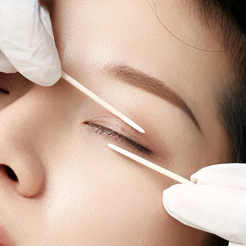 1000pcs Micro ไม้ผ้าฝ้าย Swab Eyelash EXTENSION เครื่องมือ Tatoo Microblading ทําความสะอาดไม้ Sticks เครื่องสําอางค์แปรงฝ้าย Buds เคล็ดลับ