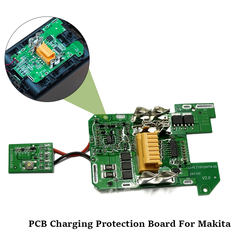 1pc placa de circuito pcb para makita bl1815 bl1860 lxt400 bl1850 18v li-ion bateria placa de proteção de carregamento fonte de alimentação