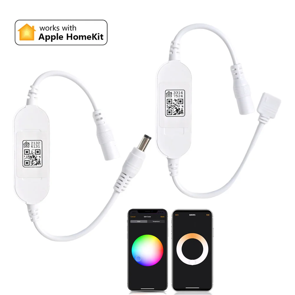 Homekit wifi inteligente controlador led regulável siri controle de voz para dc 5v 12v 24v única cor cct rgb rgb + cct rgbcw luz de tira