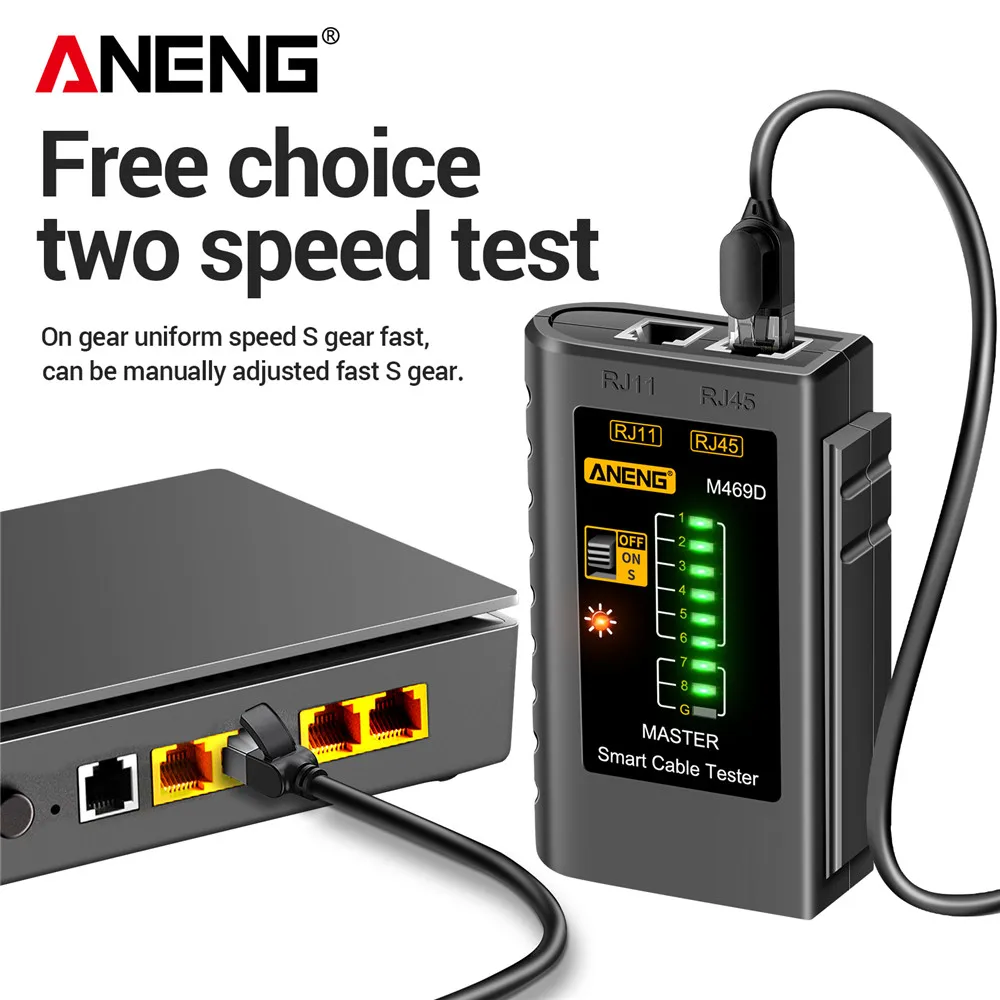 ANENG M469D สาย LAN เครื่องทดสอบเครื่องทดสอบสายเคเบิลเครือข่าย RJ45 RJ11 RJ12 CAT5 UTP LAN เครื่องทดสอบสายเคเบิลเครือข่ายเครื่องมือเครือข่ายซ่อม