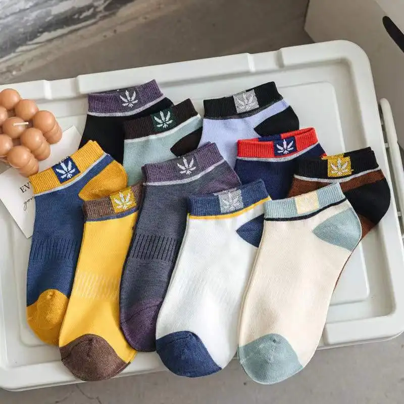 5/10/20 paar unisex kleurblok zijlabel bootsokken zacht comfortabel ademend geurbestendig sportstijl casual paar sokken