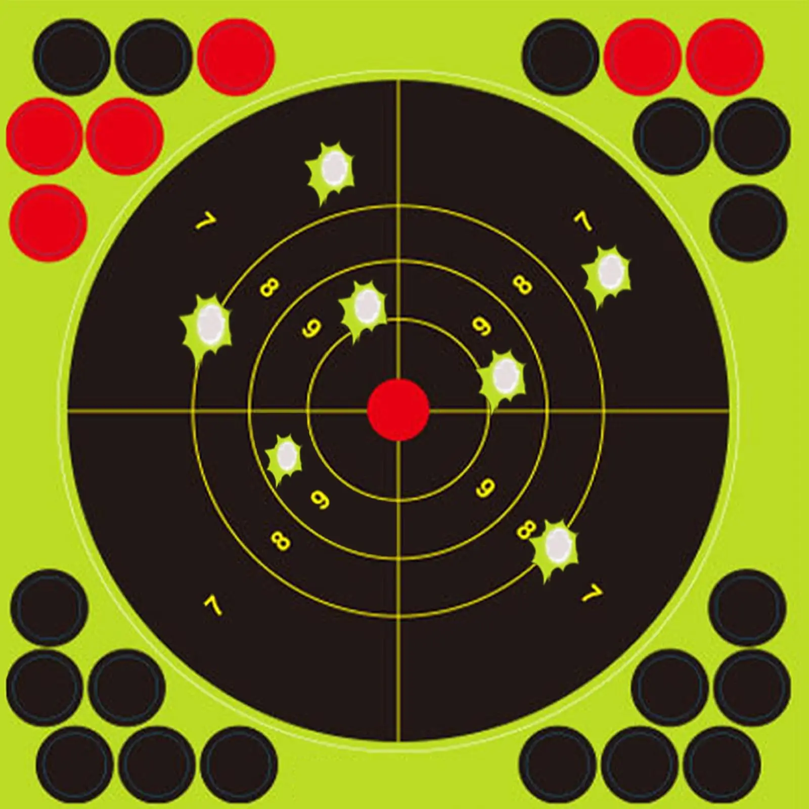 8x8-Inch Splash Shooting Target Fluorescent Burst And Patch Sticker Reactive Target - Shooting Training And Target Practice