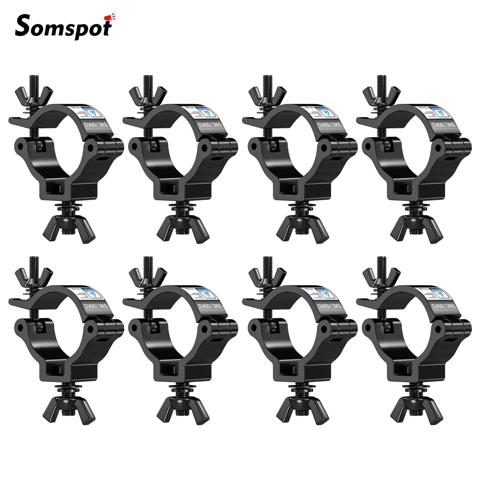 Somspot 8 sztuk Alumimun Alloy światła sceniczne zacisk wieszak haki wspornik Heavy Duty hak do ruchomych głowic koncert teatr weselny