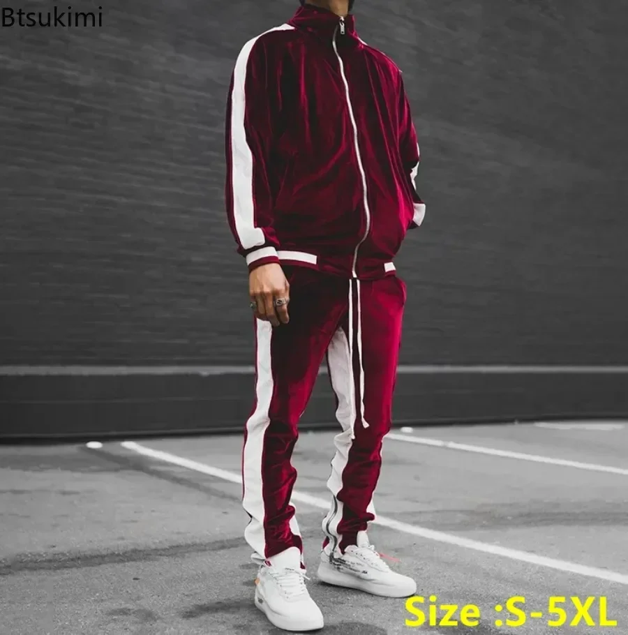 Neue 2023 Frühling Herbst männer Samt Set Sport Anzug Männlichen Velours Dicke Hoodies + Hosen Warme Sweatshirt Sportswear Trainingsanzug für Männer