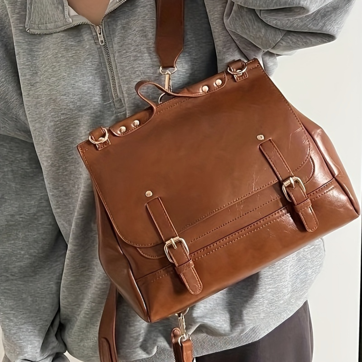 กระเป๋าเป้สะพายหลังสไตล์วินเทจสไตล์อังกฤษ Preppy, กระเป๋าสะพายหนังขี้ผึ้งน้ํามัน, กระเป๋าถือโรงเรียนและกระเป๋าสะพายข้าง