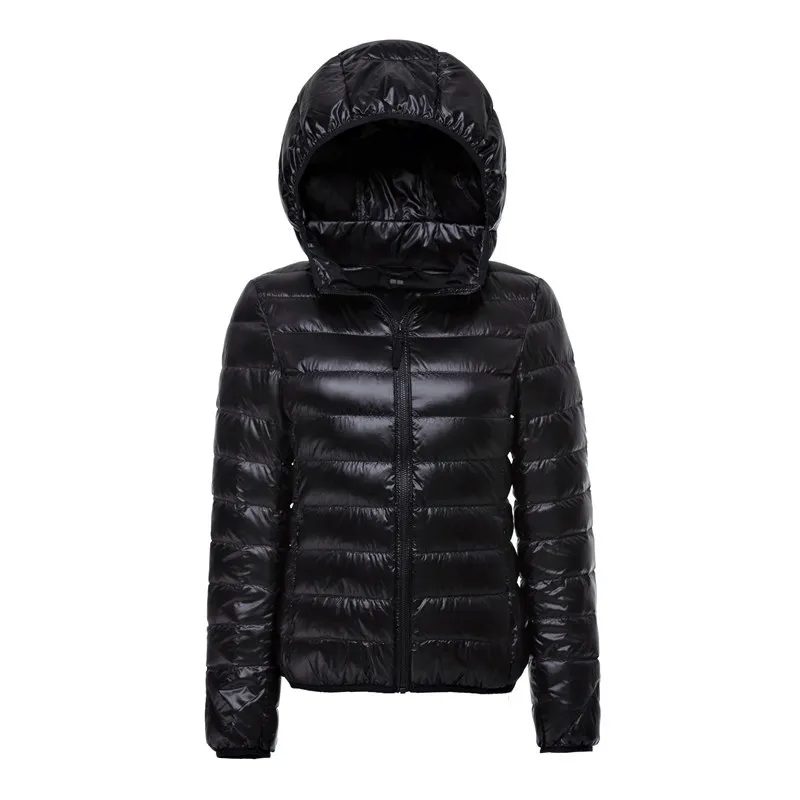 Mulheres com capuz curto puffer jaquetas 2023 recém chegados 90% pato branco para baixo outono inverno ultra leve manter casacos quentes