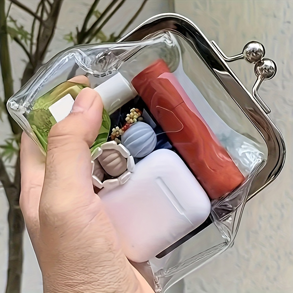 2024 Transparent Coin Purse Lipstick Credit ID Card Iron Mouth Clip Wallet Portable Bus Card Holder Multifunctional Change Purse