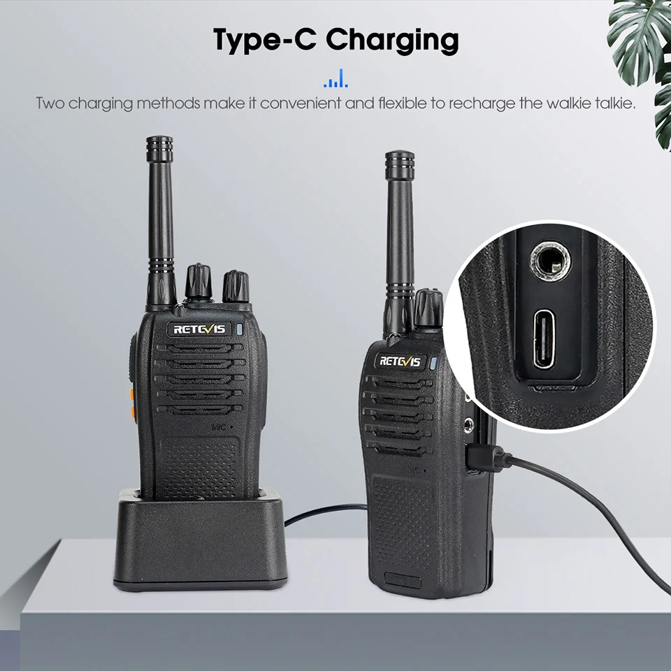 Retevis RB668 Walkie Talkie 2 Stück inklusive tragbare Walkie-Talkies Typ-C Aufladung VOX Zweiweg-Funkgeräte für den Einzelhandel