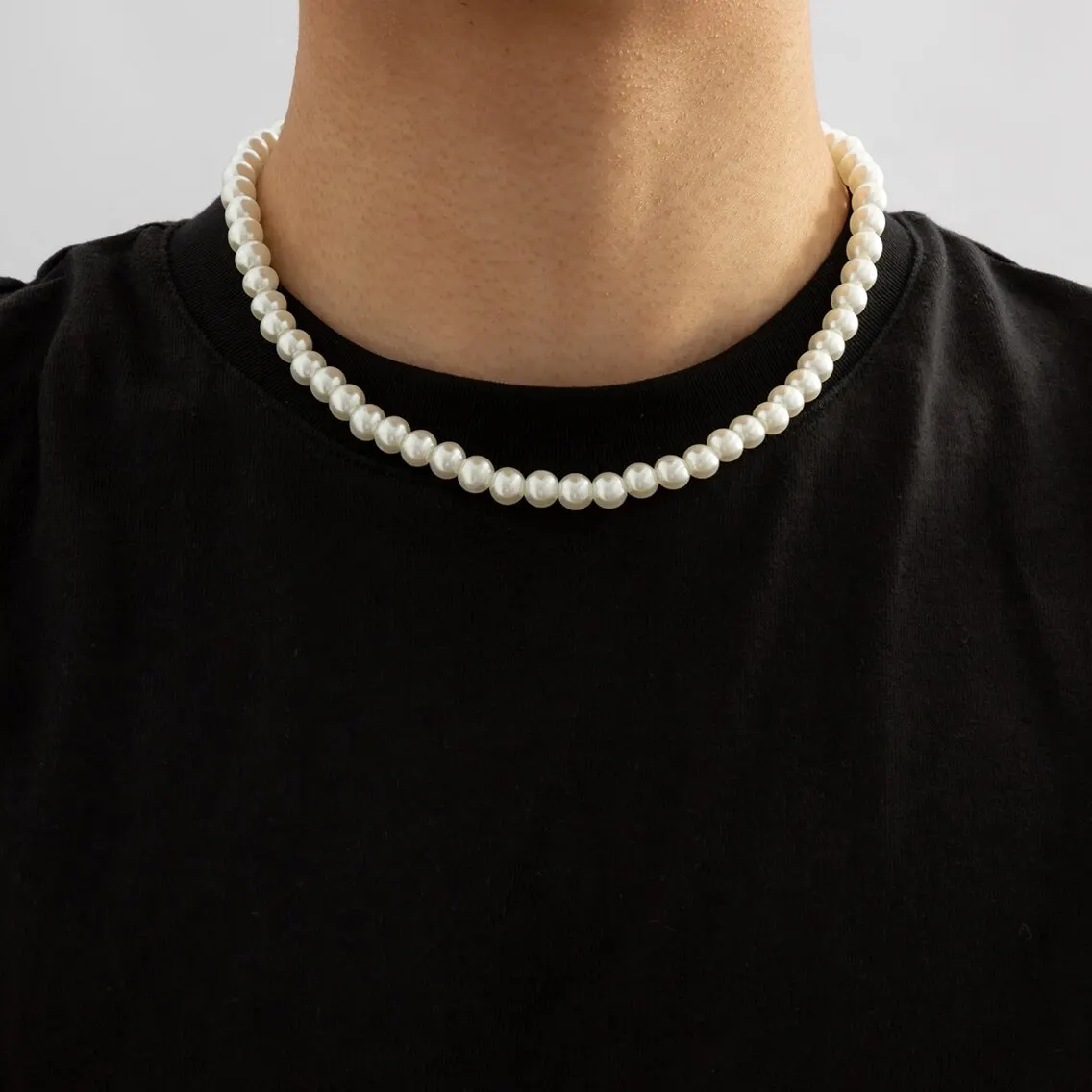 Schlichte perlen perlen perlen kurze halskette für männer trend ige weiße perlen ketten am hals accessoires 2023 modeschmuck