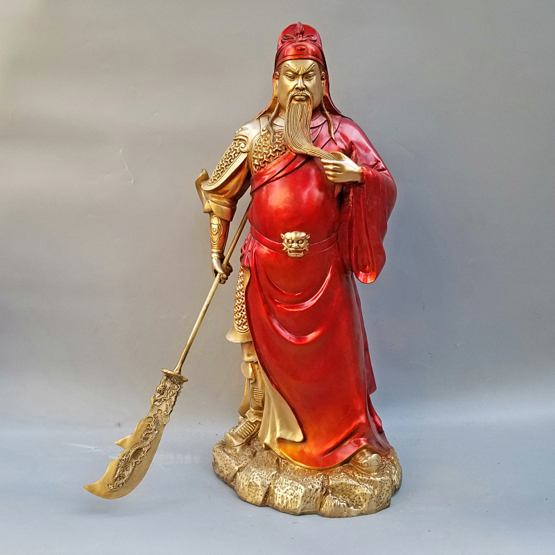 手描きのブロンズ関羽と呉の富の神の像の装飾品、呉の富の神のリビングルームの装飾、Guan Er Ye ホームエントランスデ