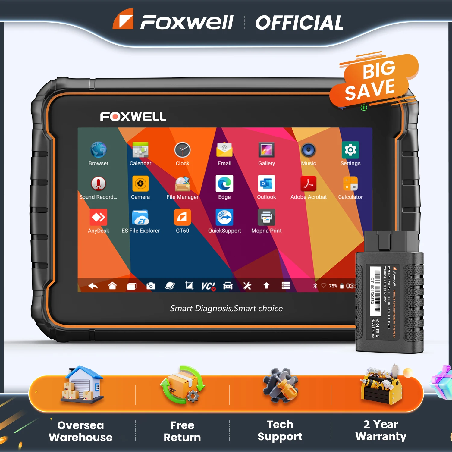 FOXWELL GT60 OBD2 Bluetooth Scanner automobile tous les systèmes 24 réinitialisation contrôle bidirectionnel professionnel OBD 2 Scanner automobile