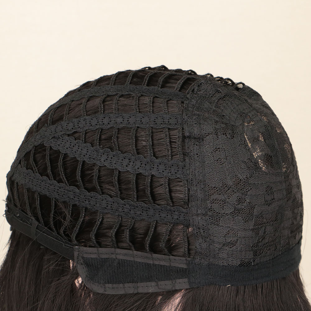 QQXCAIW ナチュラルロング波状かつらアフリカ系アメリカ人女性コスプレ黒耐熱人工毛毎日かつら