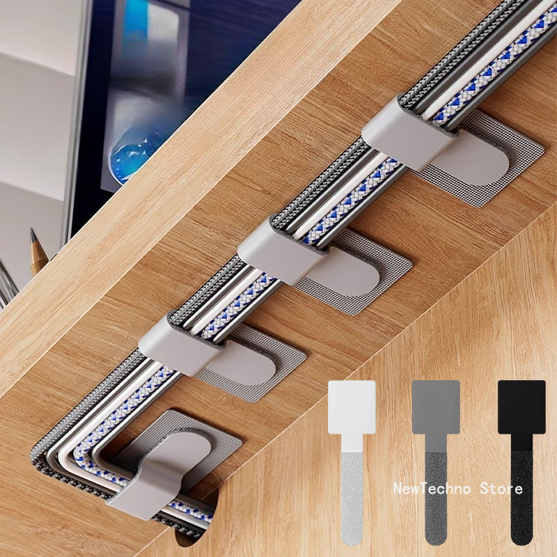10pcs/pack Reusable Cable Organizer Self Adhesive Cord Rope Holders Desk Wire Winder Cable Tie Organizer Cord Protection Strapss
