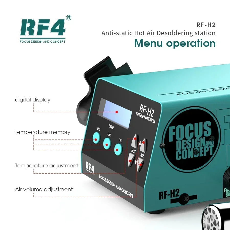 RF4 1000W 빠른 디 솔더링 핫 에어 건 솔더링 스테이션 디지털 디스플레이 지능형 BGA 재 작업 스테이션-PCB 칩 수리 RF-H2