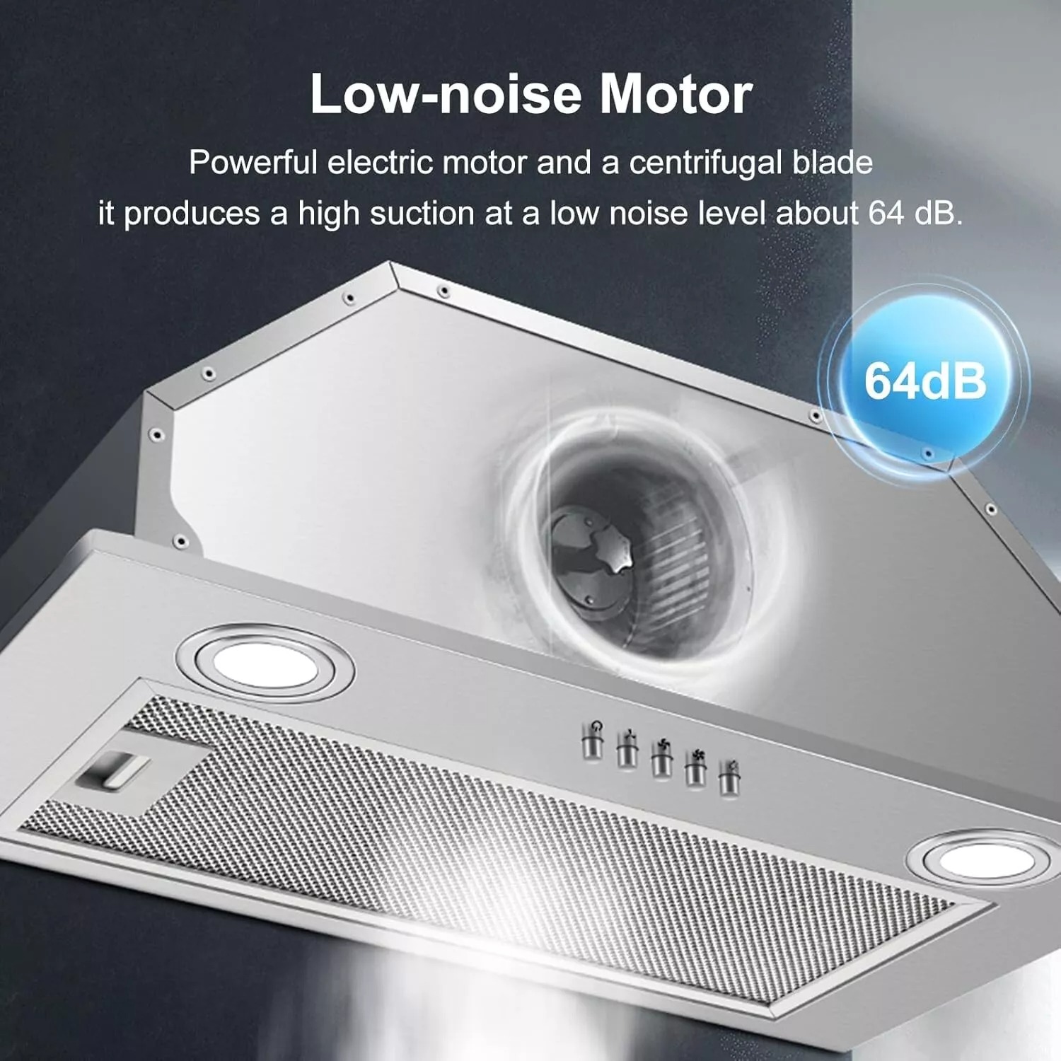 Sob o gabinete 52cm 300m3/h exaustor de recirculação de ar LED exaustor