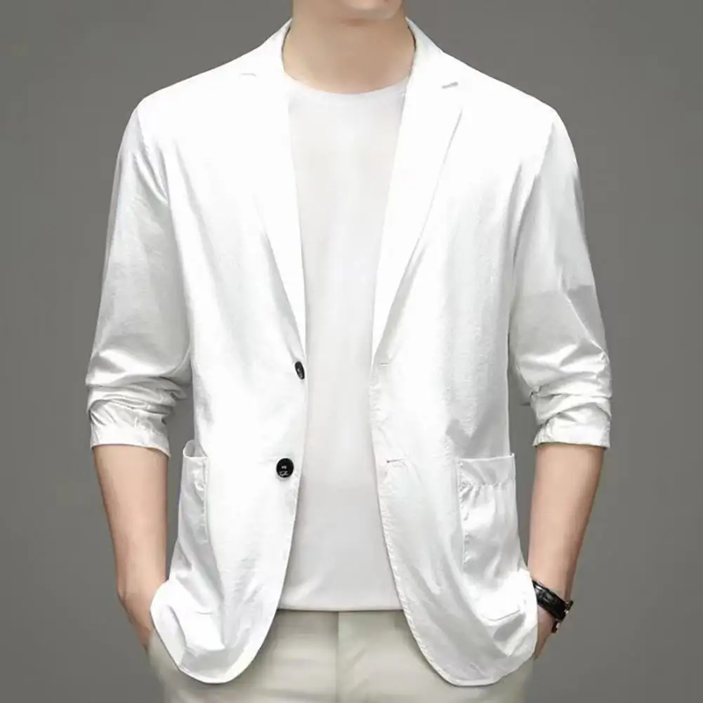 Men Suit Coat Luxurious Formal Business Suit Jacket Solid Color Personal Style Single Breasted Clean Shoulder Line Jacket