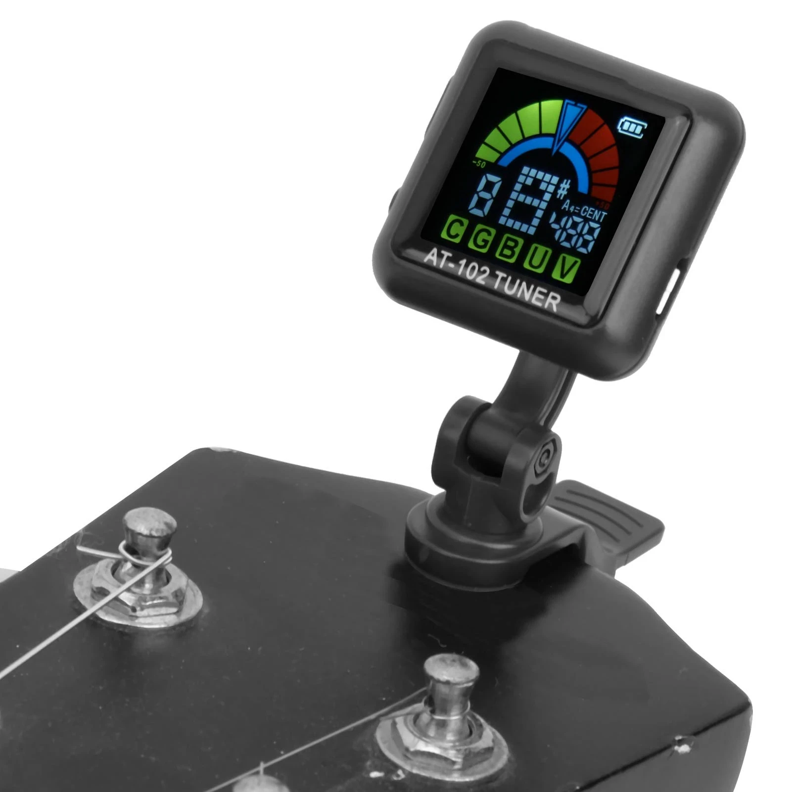 Aroma-Sintonizador de guitarra para violín, dispositivo con batería integrada recargable por USB, color negro, 102