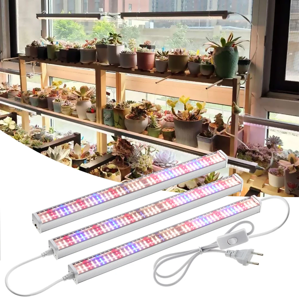 Grow Light 100V-265V Full Spectrum LED Bar Light for Plants 53cm Phyto Lamp with Connecting Wire Sunshine 4000K 380-780nm