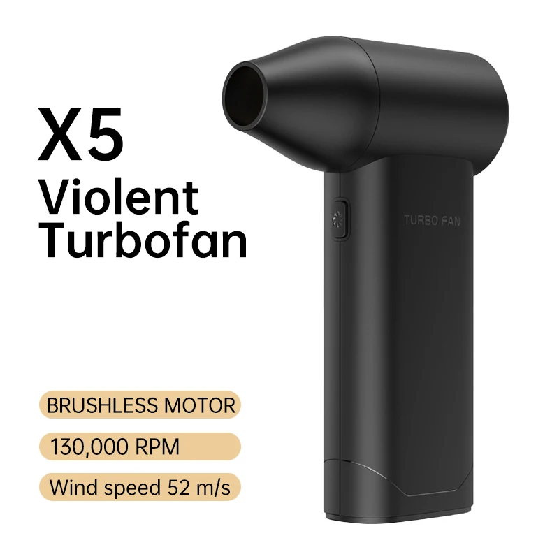 X5 Turbo Jet Fan 130000 RPM Electric Air Blower Powerful Large Wind Hair Dryer High-Speed Turbo Handheld Mini Blower Black/White