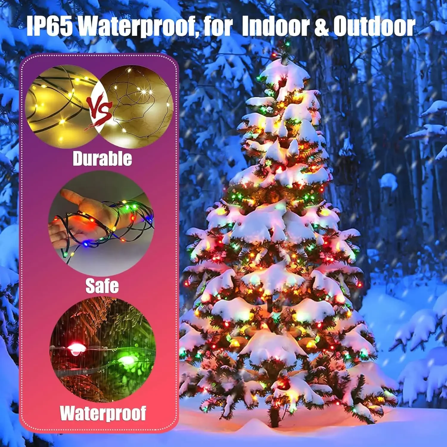 DIY LED Fairy String Lights with Smart APP & Remote Control RGBIC Christmas Tree Lights Garland for Outdoor Garden Party Wedding