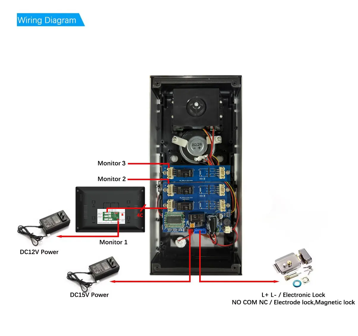 Campainha de vídeo porteiro para apartamentos de 3 unidades com cartão RFID desbloqueio 4 sistema de telefone de porta de vídeo com fio 1080P TUYA Smart