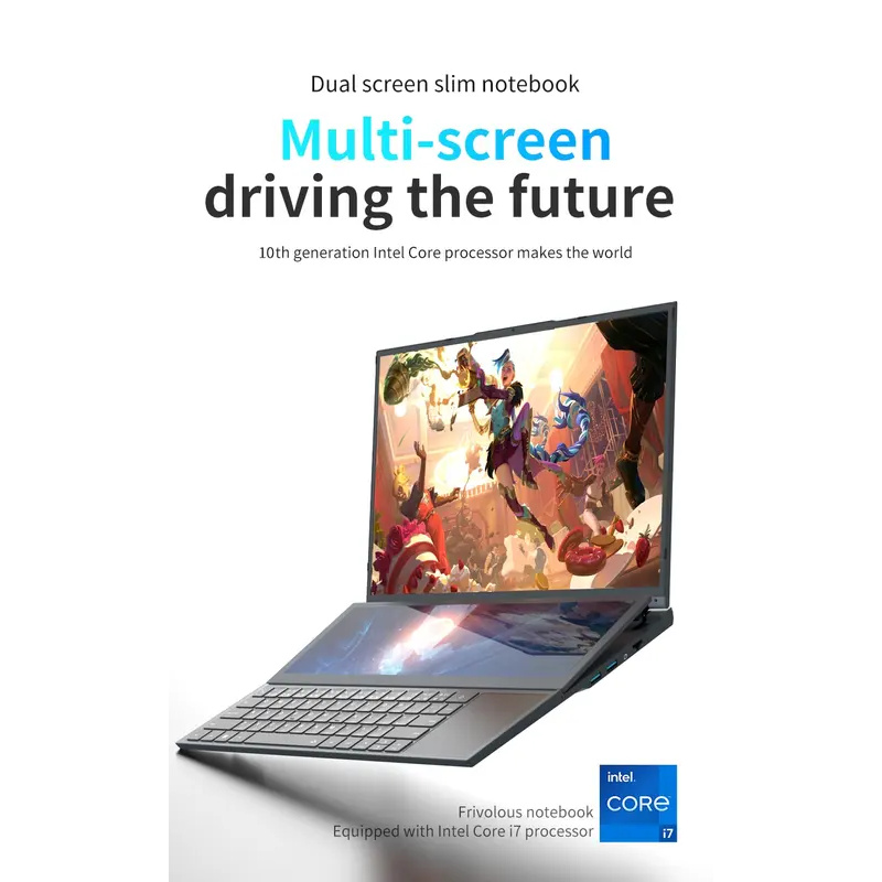 Hot Thin and Light NoteBook 14" Touchscreen +16" IPS Screen Intel Core I9-10880H Processor Type-C HDMI Business Gaming Laptop