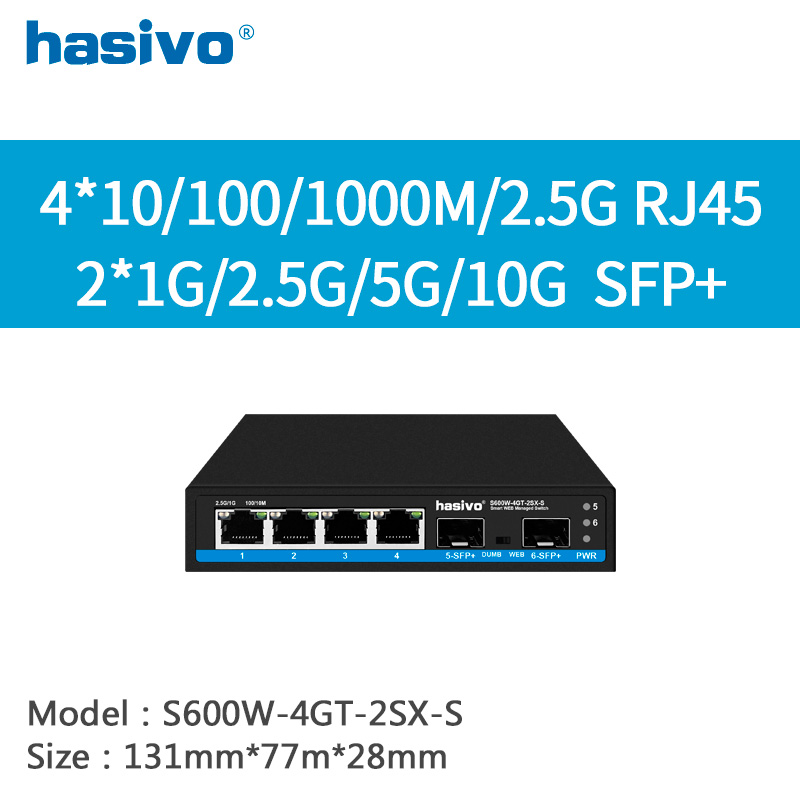 El web elegante gestionó el conmutador RJ45 de 4 puertos 2.5Gbps con 2x10G SFP+ 10Gbps