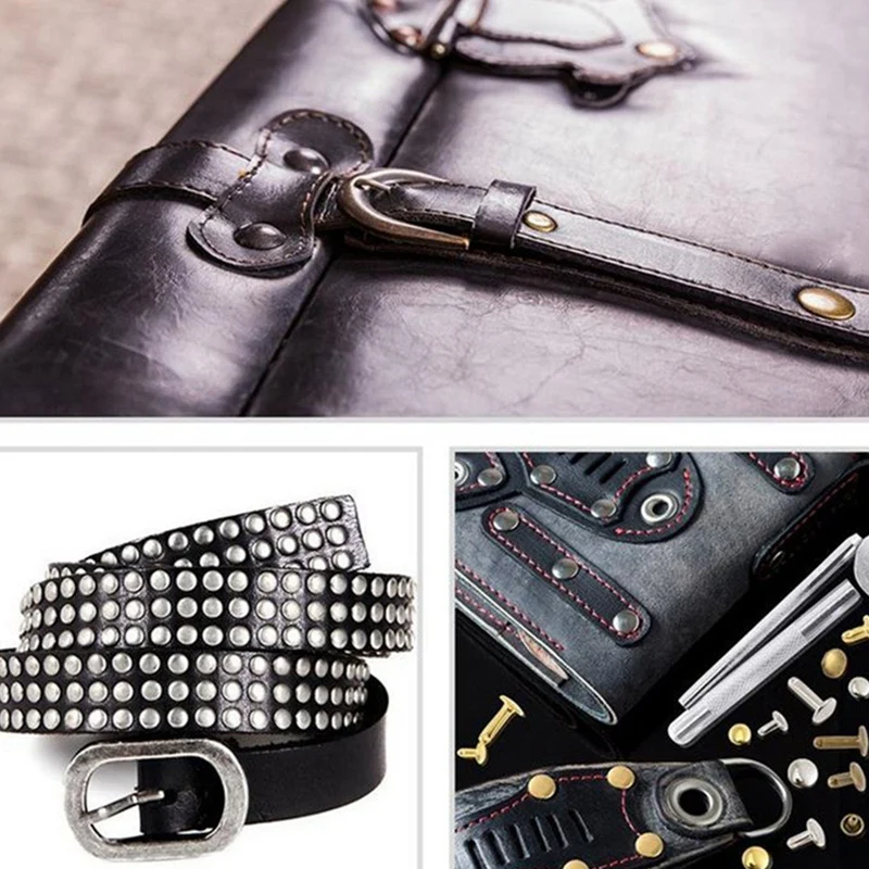 Double Cap Rivet Set com Alicate de Perfuração, Couro Studs, Couro Artesanato, Reparos Decoração, 3 Tamanhos, 4 Cores, 360 Conjuntos