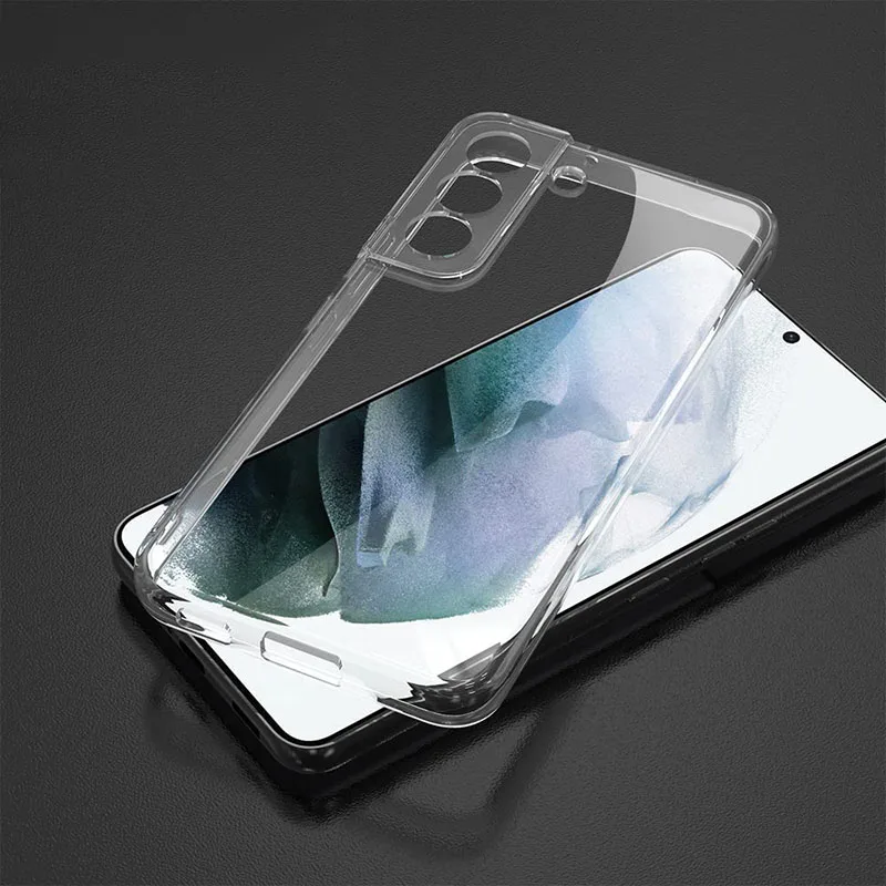 Funda blanda de silicona con protección completa para cámara Samsung Galaxy S23 S22 S21 Plus FE, funda trasera transparente, funda trasera ultrafina de TPU