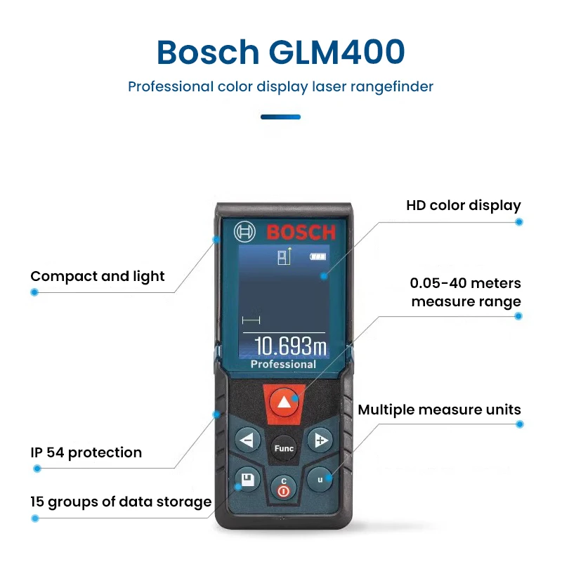 Telémetro láser Bosch 40M GLM 400/4000 medidor de distancia Digital multimodos herramientas de medición de cinta métrica láser de alta precisión