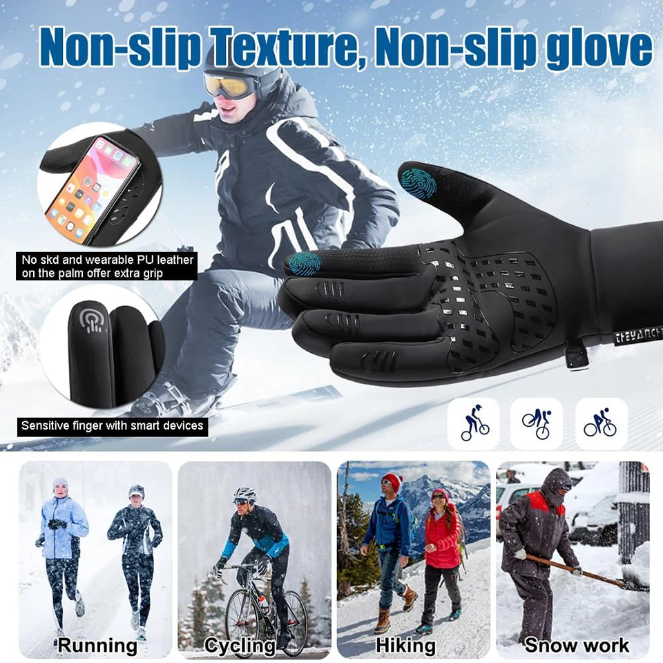 Nofoxo inverno luvas de esqui à prova dwindproof água quente à prova vento touchscreen esportes ao ar livre tempo frio ciclismo pesca correndo luvas