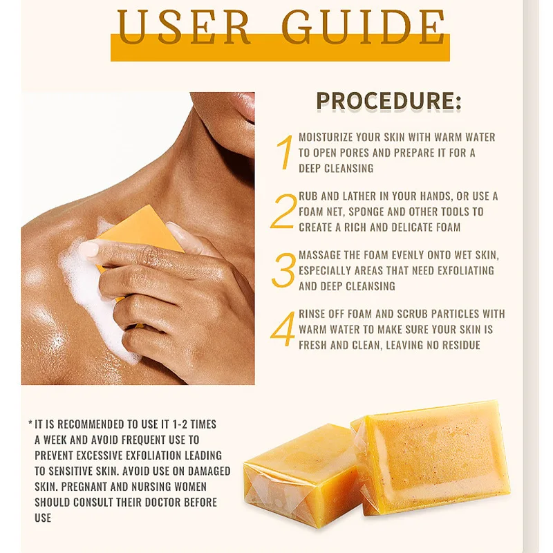 1/2/4/6Pcs Turmeric Kojic Acid Handmade Soap Scrub for Exfoliation, Moisturizing, Deep Cleansing, Spot Removal, Acne Removal