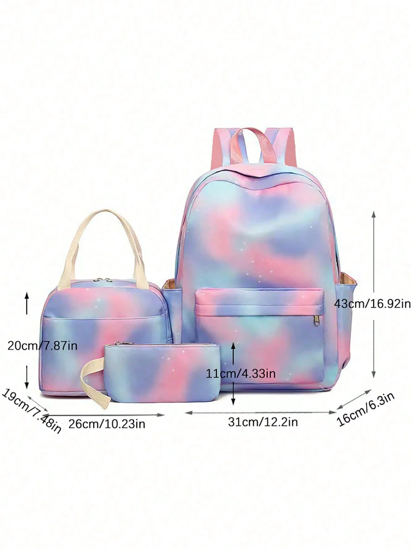 3pcs Stitch grote capaciteit rugzak, cartoon anime schooltas, kinderen meisje reizen woon-werkverkeer knapzak met lunchtas en etui