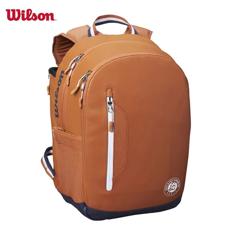 Wilson Roland Garros Clay กระเป๋าเทนนิสภาษาฝรั่งเศสคําเปิดทัวร์ที่ระลึกไม้เทนนิสกระเป๋าเป้สะพายหลังสูงสุดสําหรับ 2 ไม้พร้อมช่อง