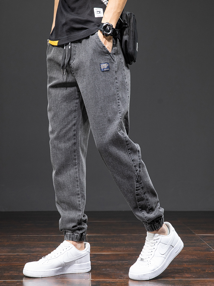 Primavera Verano negro azul Cargo Jeans hombres ropa de calle Denim Jogger pantalones hombres holgados Harem Jean pantalones de talla grande
