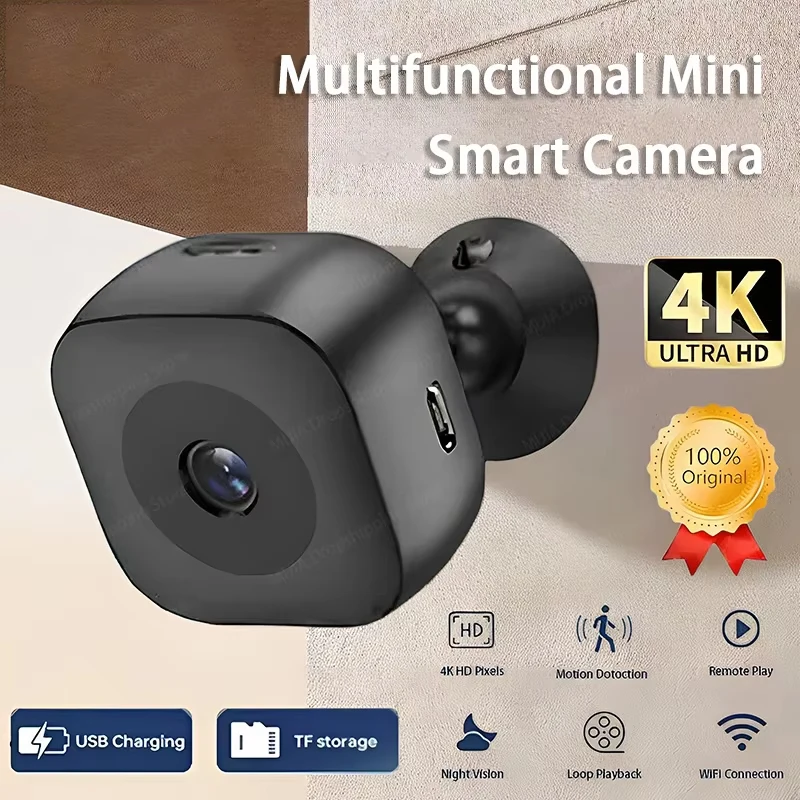 Nueva Mini cámara de seguridad 4K a todo Color visión nocturna alta definición WiFi Monitor detección de movimiento vigilancia impermeable 2025