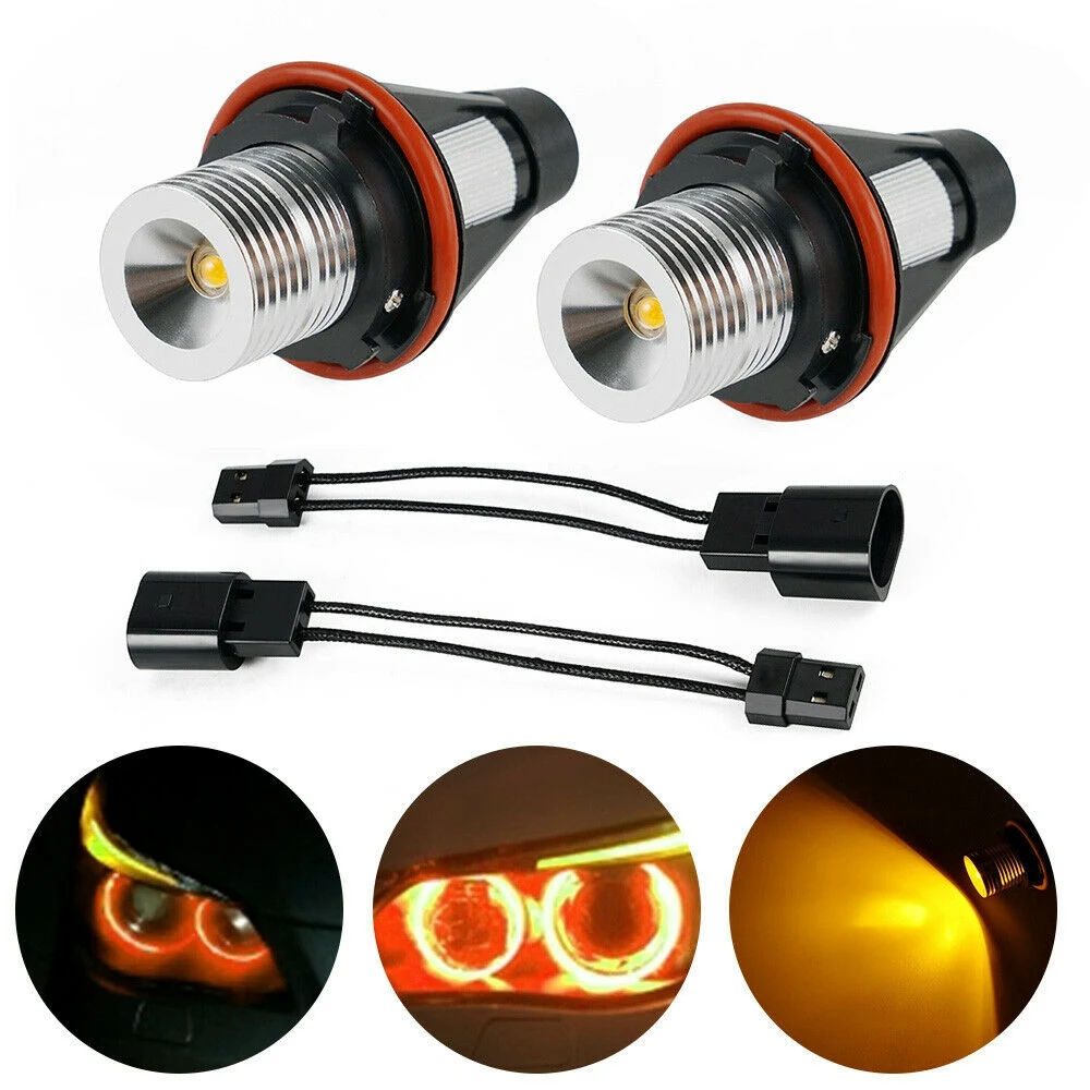 バーバーLEDハローライト電球、エンジェルアイマーカー、bmw e39、e53、e60、e63、e64、e66、e87、5、6、7、x3、x5、8000k用ランプ2個入りパック