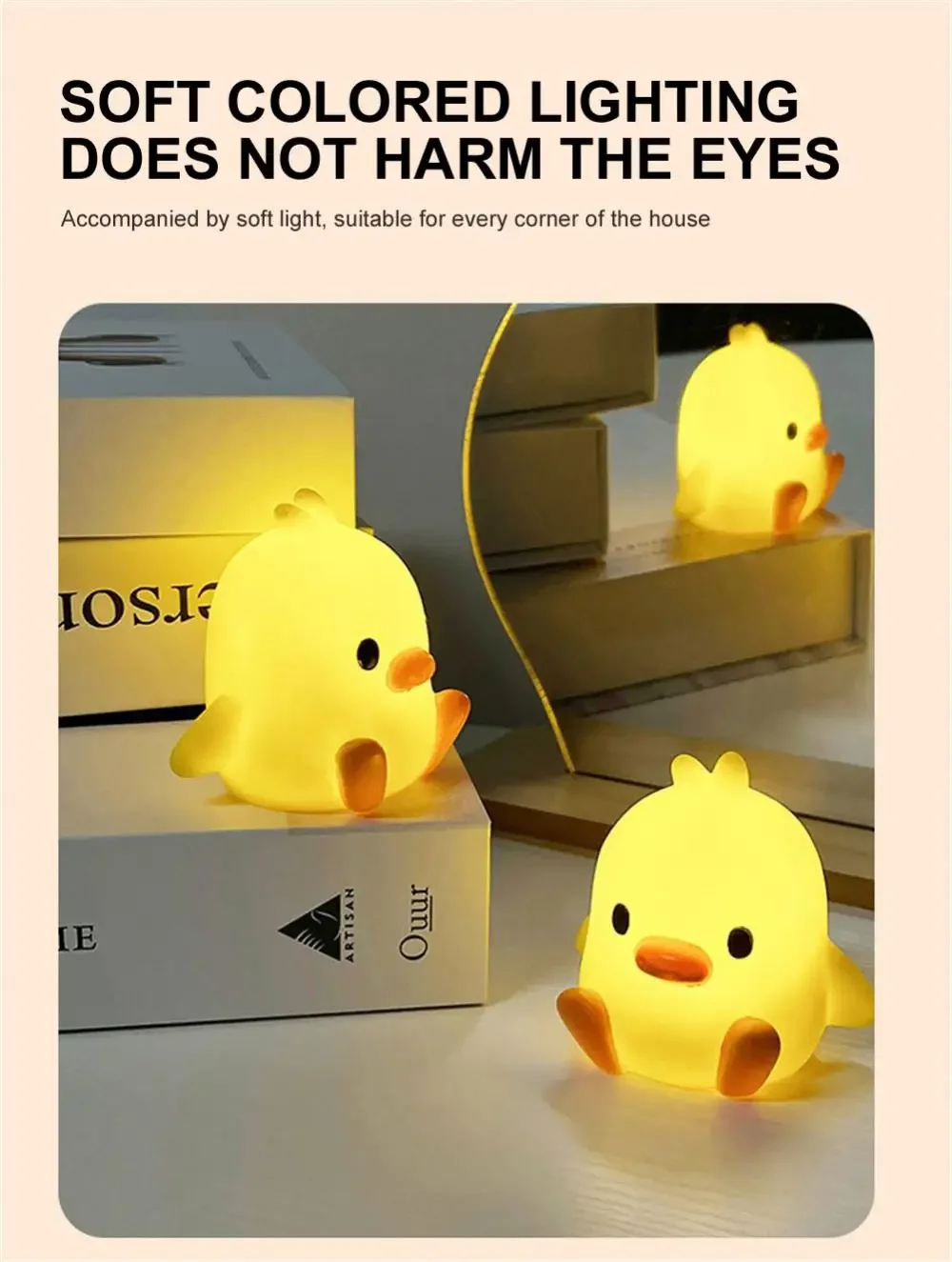 Cartoon Animal Night Light for Kids, Decoração do quarto, Pato bonito, Lâmpada de dormir de cabeceira, Presentes de Natal