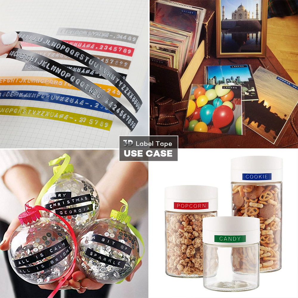 C101 Mini DIY manuelle Schreibmaschine mit 3 Bändern (9 mm x 3 m) Bandprägung Etikettendrucker Schreibmaschine