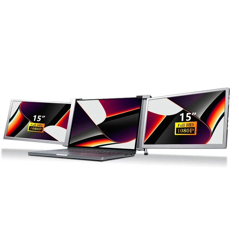 1080P FHD 15 pulgadas extensor de pantalla Dual Monitor LCD pantalla de ordenador portátil plegable portátil inteligente Gaming Monitor de pantalla Triple