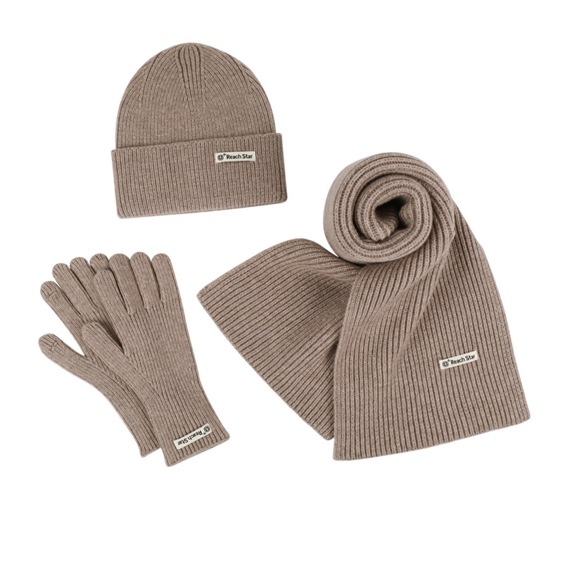 Winter Knit Set - Scarf, Hat & Gloves, Thickened Yarn for Men & Women, Soft Cold Weather Accessories