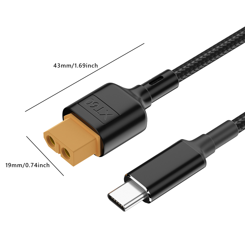 XT60 To Type-C Charging Cable PD2.0 100W 20V 5A Adapter Line 50cm/100cm Drone Robot Aircraft Parts for ToolkitRC SC100