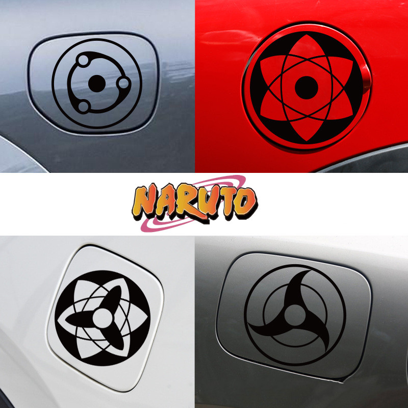 Pegatinas de Naruto para coche, 1 piezas, pegatinas de ojo de rueda de escritura, cubierta de tanque de Gas, pegatinas impermeables, cubierta de arañazos para el cuerpo