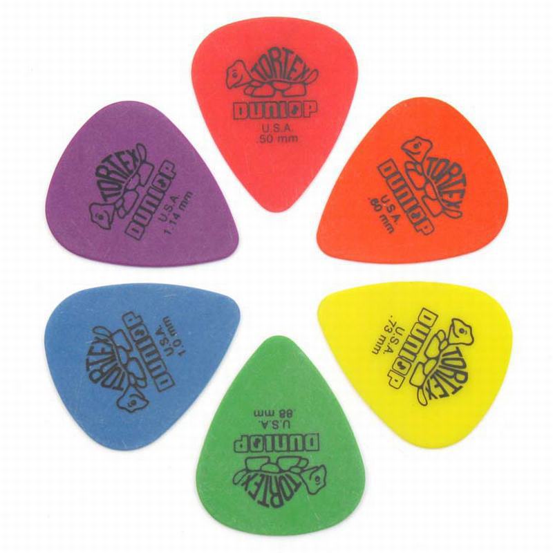 10ชิ้น Dunlop ปิ๊กกีต้าร์อะไหล่กีตาร์ไฟฟ้าเลือกอุปกรณ์เสริมความหนา6ชนิดกีตาร์โปร่ง