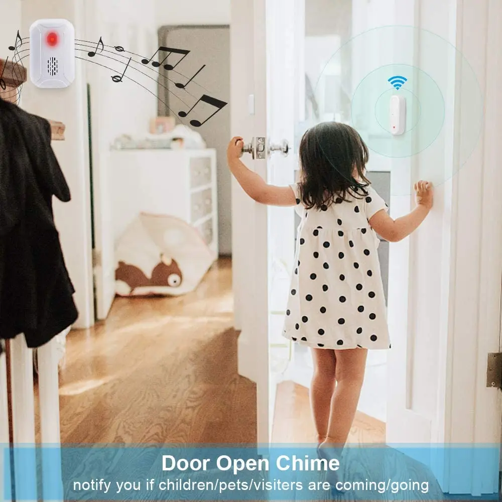 Hollarm Wireless Door Open Chime 36 Ringtones Shop Store Welcome Chime LED Flashing Light Door Window Alarm Bell
