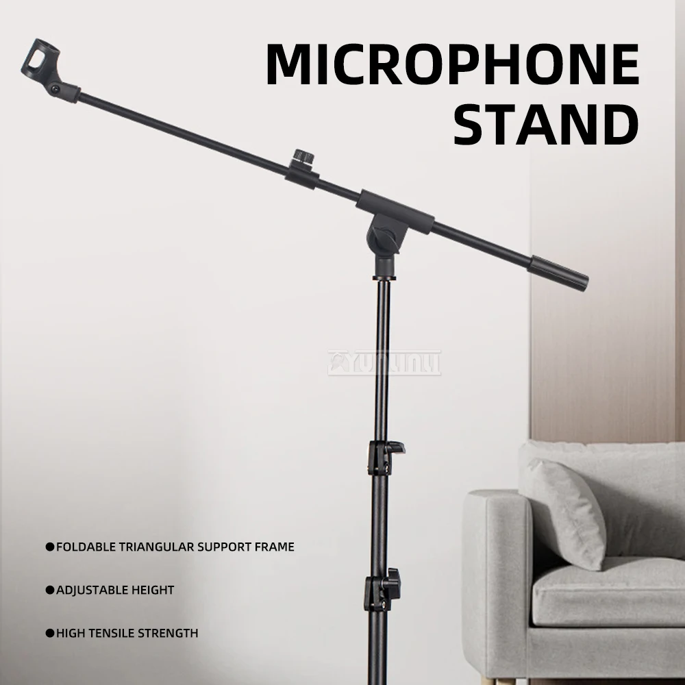 Floor Standing Microphone Tripod Stand Metal Telescopic for Outdoor Stage Conference Internet Karaoke