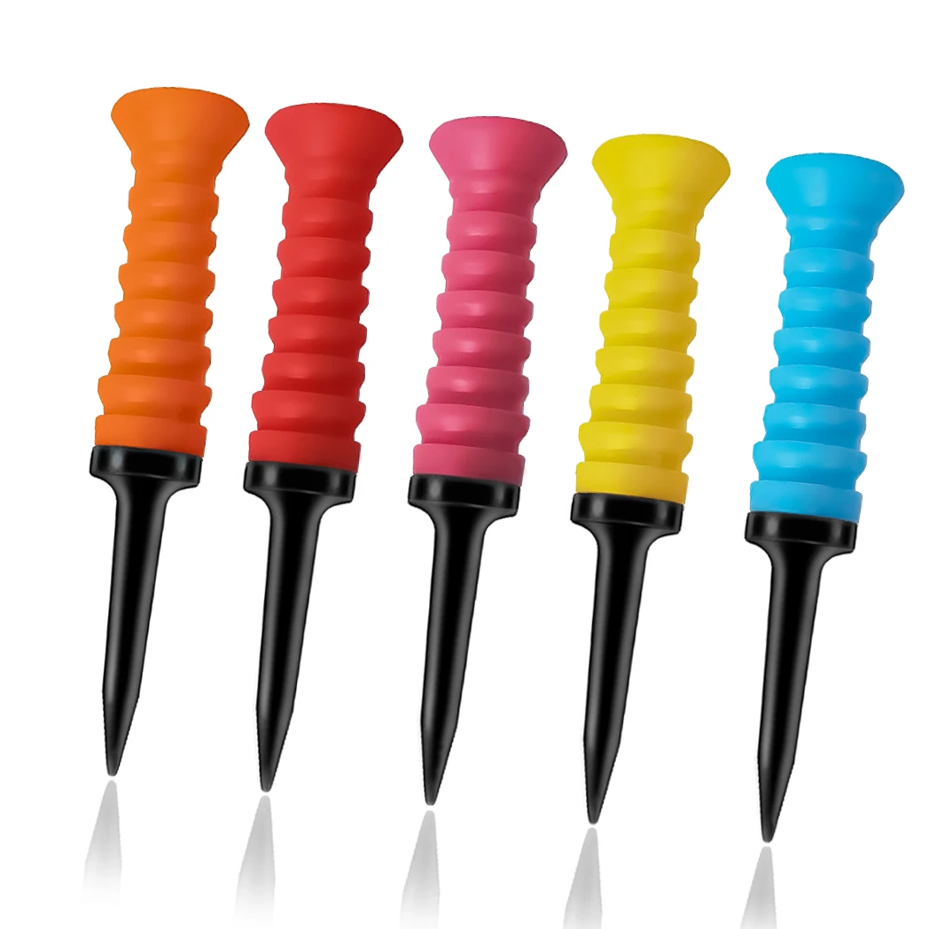 Caiton-camisetas de Golf de goma Flexible, 5 piezas, 360 °, 3,2 pulgadas/81mm, duraderas, de baja fricción, Multicolor vibrante, ideales para golfistas diarios