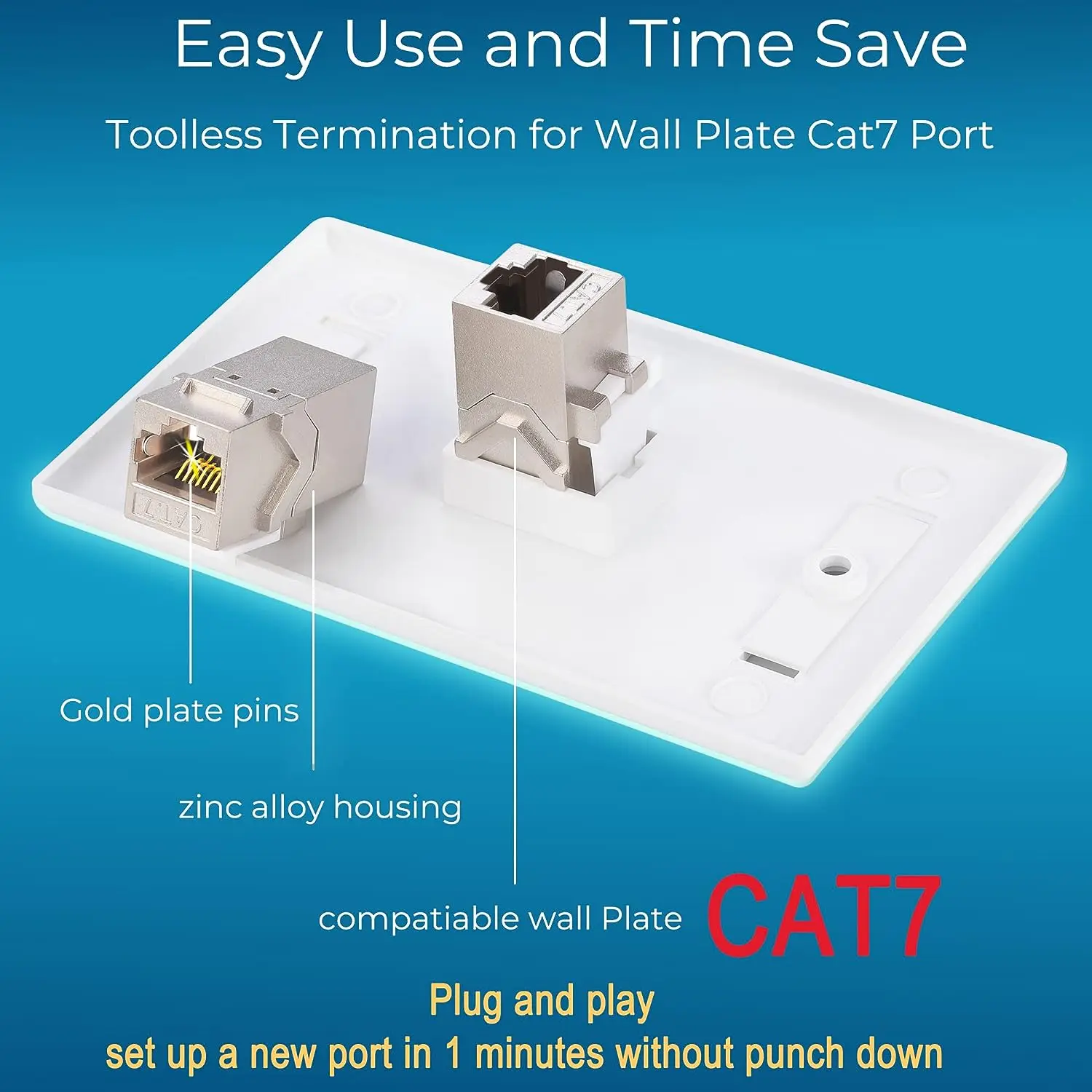 Соединитель RJ45 ZoeRax 1 шт., разъем Keystone Jack Cat7 Cat6a 10G, поддержка, Женский трапецевидный STP 10 шт. для настенной пластины и патч-панели
