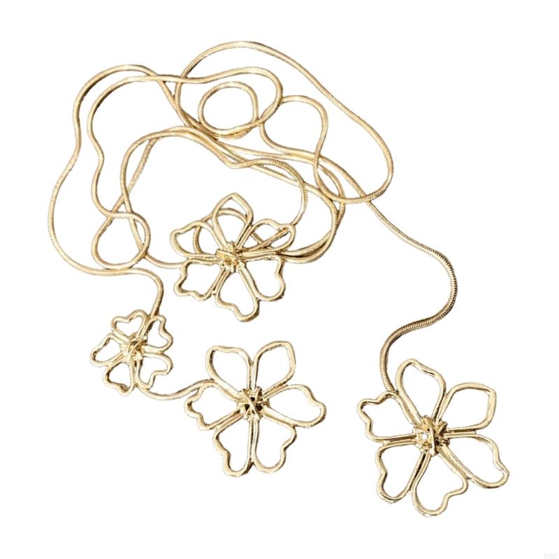 49mc ausgefeilte hohle Blütenblätter Anhänger Halskette Elegante Metallkette